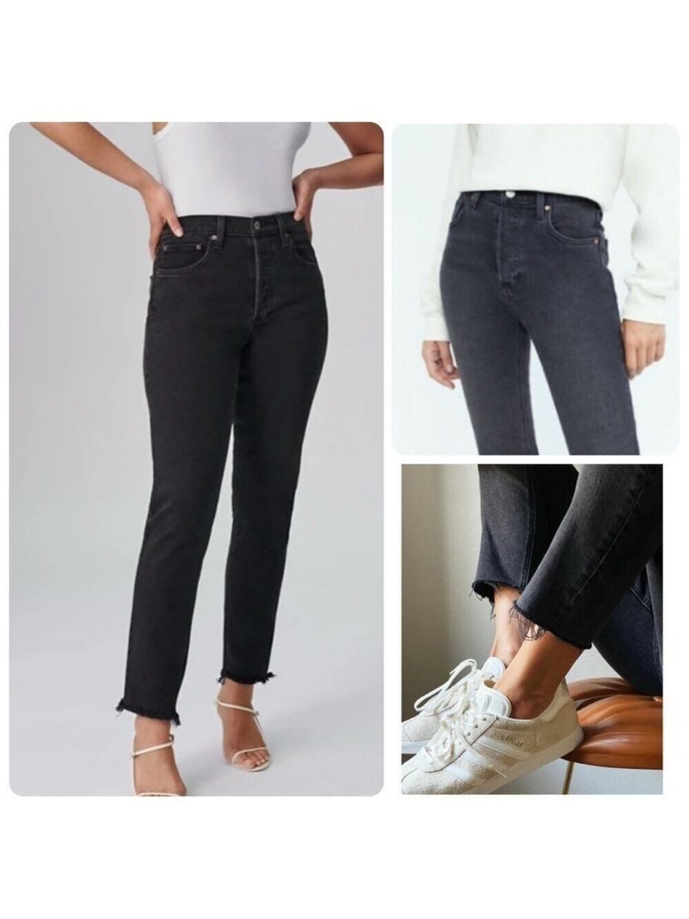 Aritzia Denim Forum Yoko High Rise Slim Black Eyeliner Frayed Hem Size 27